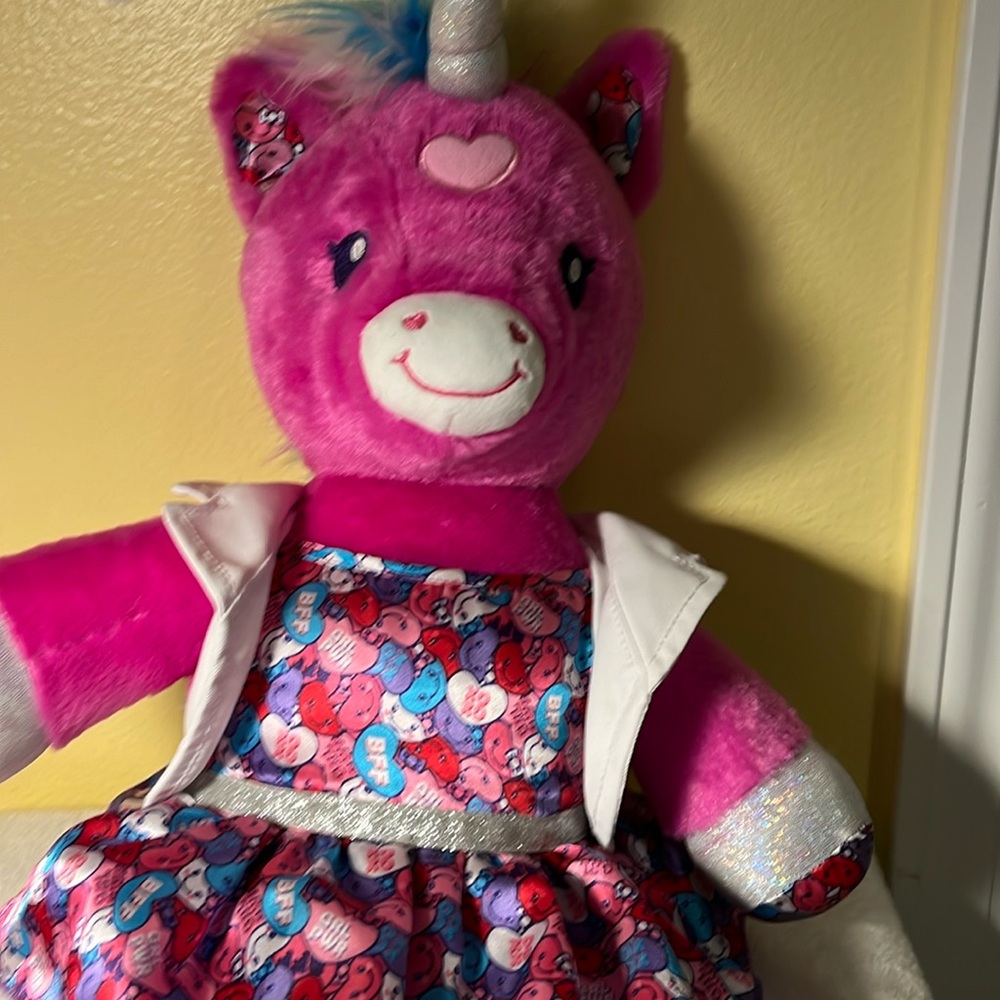 Unicorn, dark pink & purple, silver glitter belt, white jacket, colorful panties